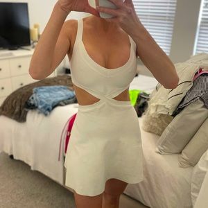 Off white mini dress with cutouts